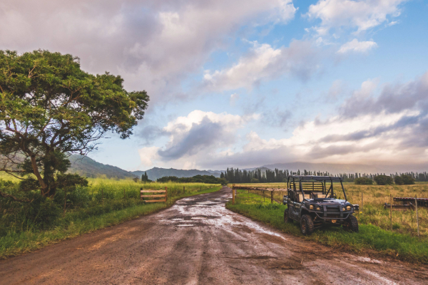 ATV on dirt road in Kauai