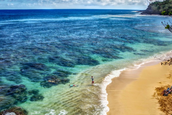 aerial view of beach in kauai
