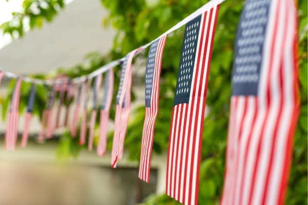 celebrating the fourth of july in kauai american flags hanging up